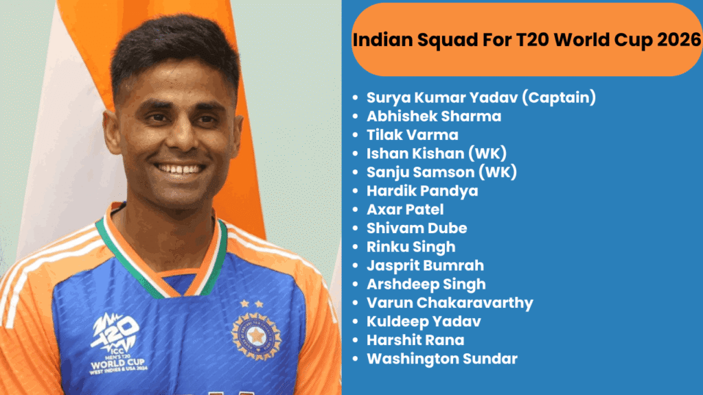 Indian Squad for T20 World Cup 2026